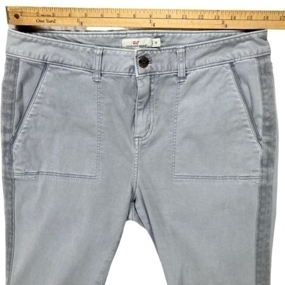 Vineyard Vines Pants Womens Size 10 Grey Blue Stretch Zipper Hem Moto High Rise - Picture 7 of 10